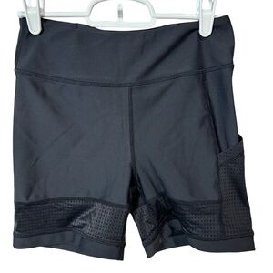 Amari Mesh Detail 4” Bike Short, Size Small, Black, Side/Hidden Waistband Pocket